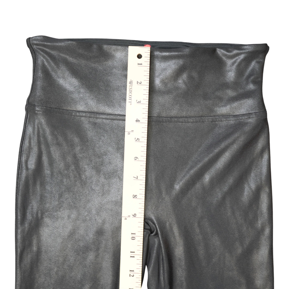 Spanx Faux Leather Leggings Black High Waist Shiny Sz L EUC - Picture 6 of 13